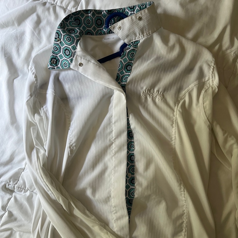 Dover Saddlery Equine Couture Girls Show Shirt Blue & White